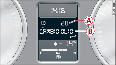 Quadro strumenti: esempio di visualizzazione informazioni sul prossimo service